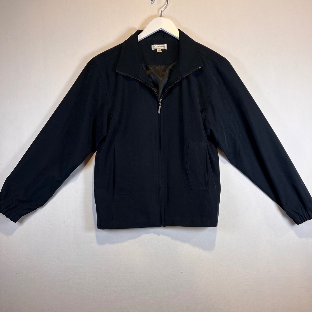 Monterey Club Mens Small Black Full Zip Lightweight Windbreaker Jacket